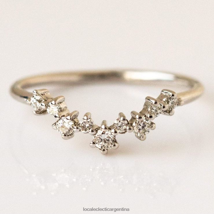 anillos | Local Eclectic Alianza con racimo de diamantes y aster en oro blanco L02PLX383 maravilloso