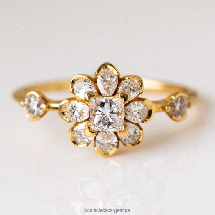 anillos | Local Eclectic anillo de compromiso de diamantes con flores L02PLX380 lujoso