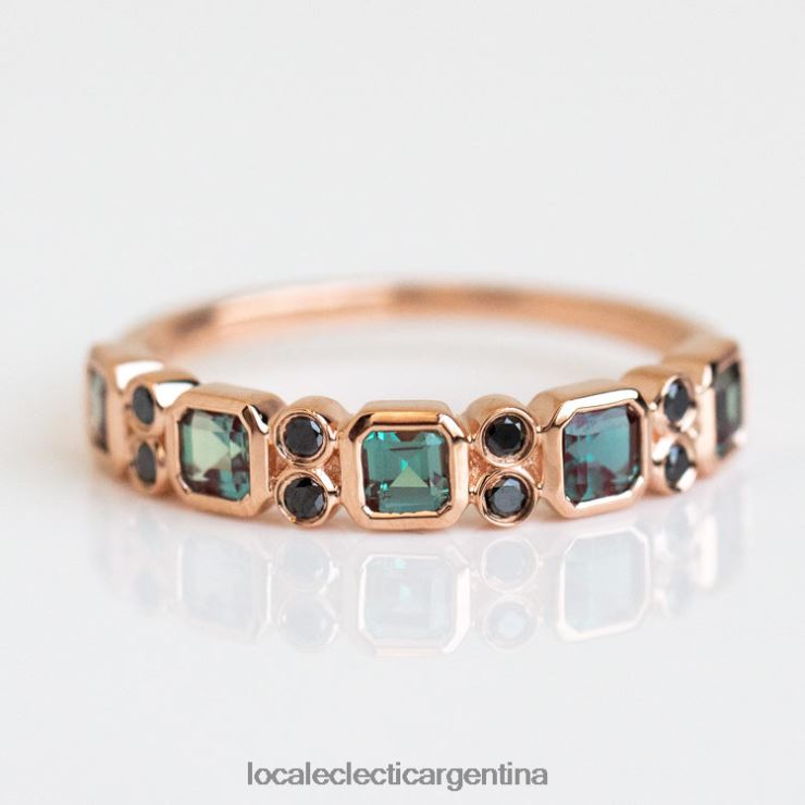 anillos | Local Eclectic anillo de enebro con alejandrita y diamantes negros en oro rosa de 10kt L02PLX388 lujoso
