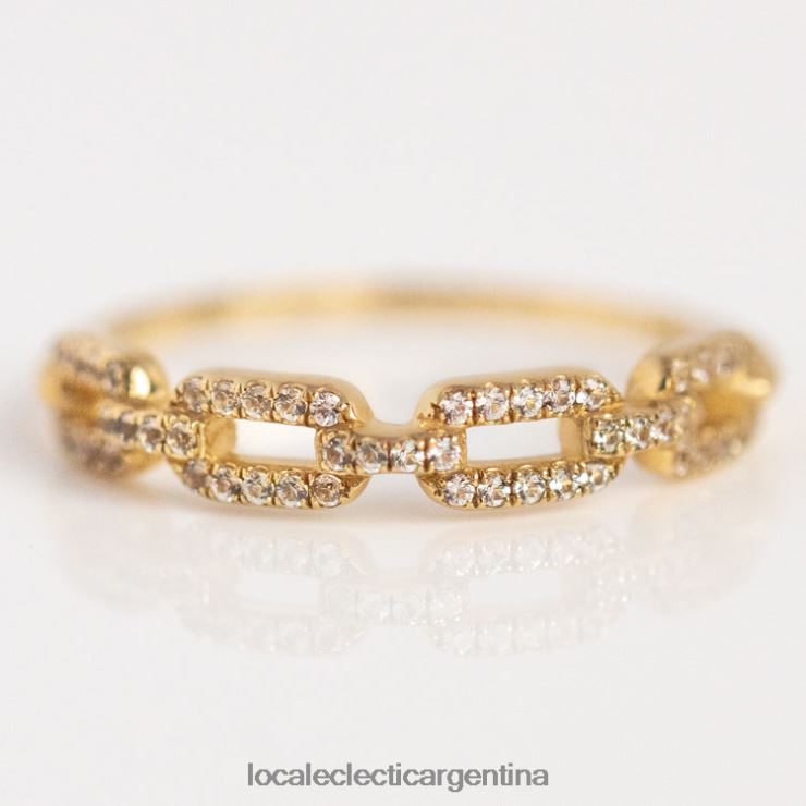 anillos | Local Eclectic anillo de eslabón de cadena gruesa de zafiro blanco de oro macizo L02PLX283 elegante