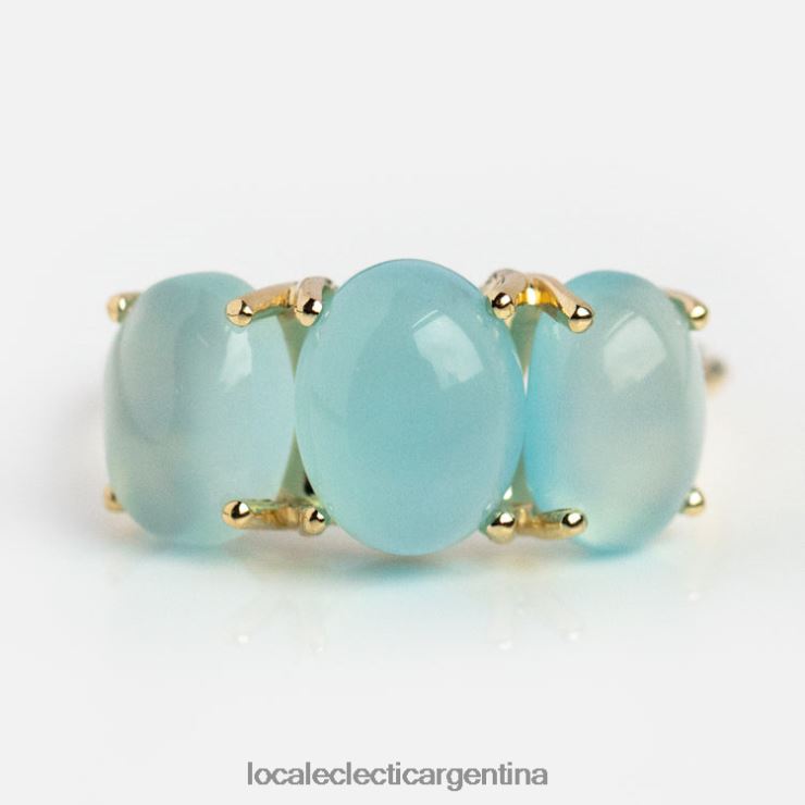 anillos | Local Eclectic anillo de goma más dulce L02PLX291 calcedonia azul